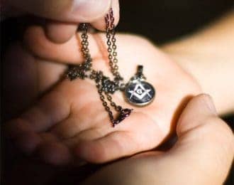 Square and Compasses Typewriter Key Pendant Necklace Charm