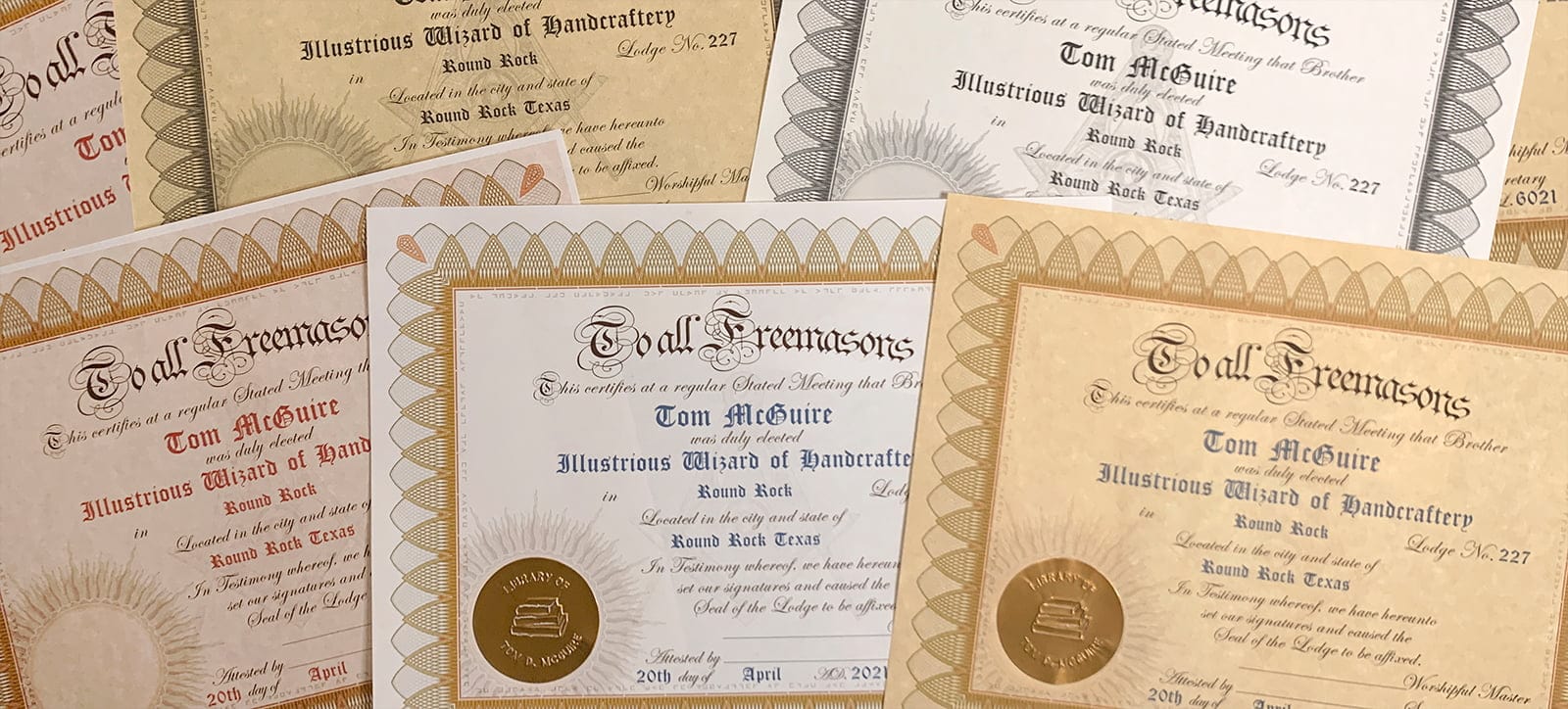 Honorary Masonic Certificate Generator - Fossil Bluff
